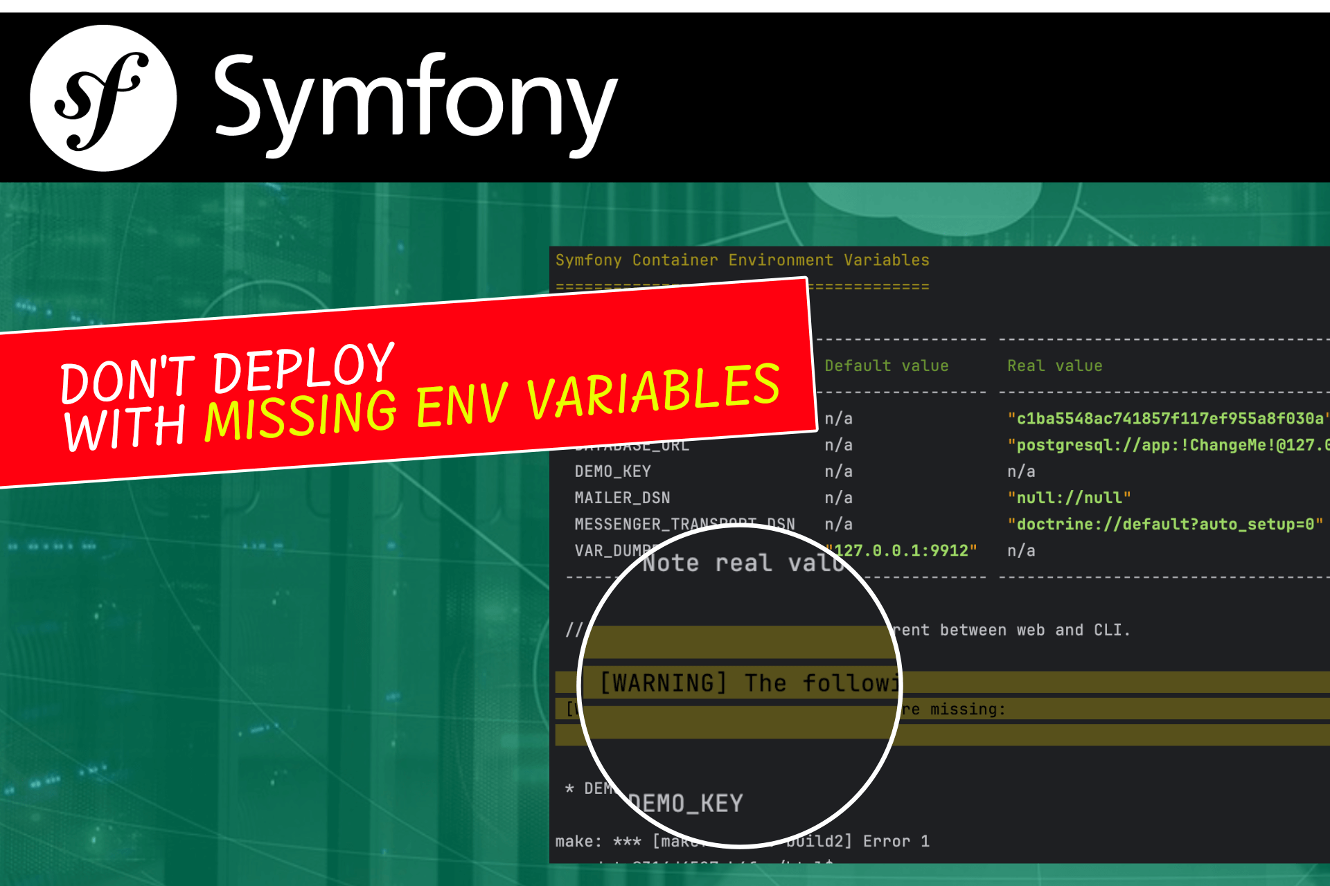 Secure Symfony deployments against missing ENV variables